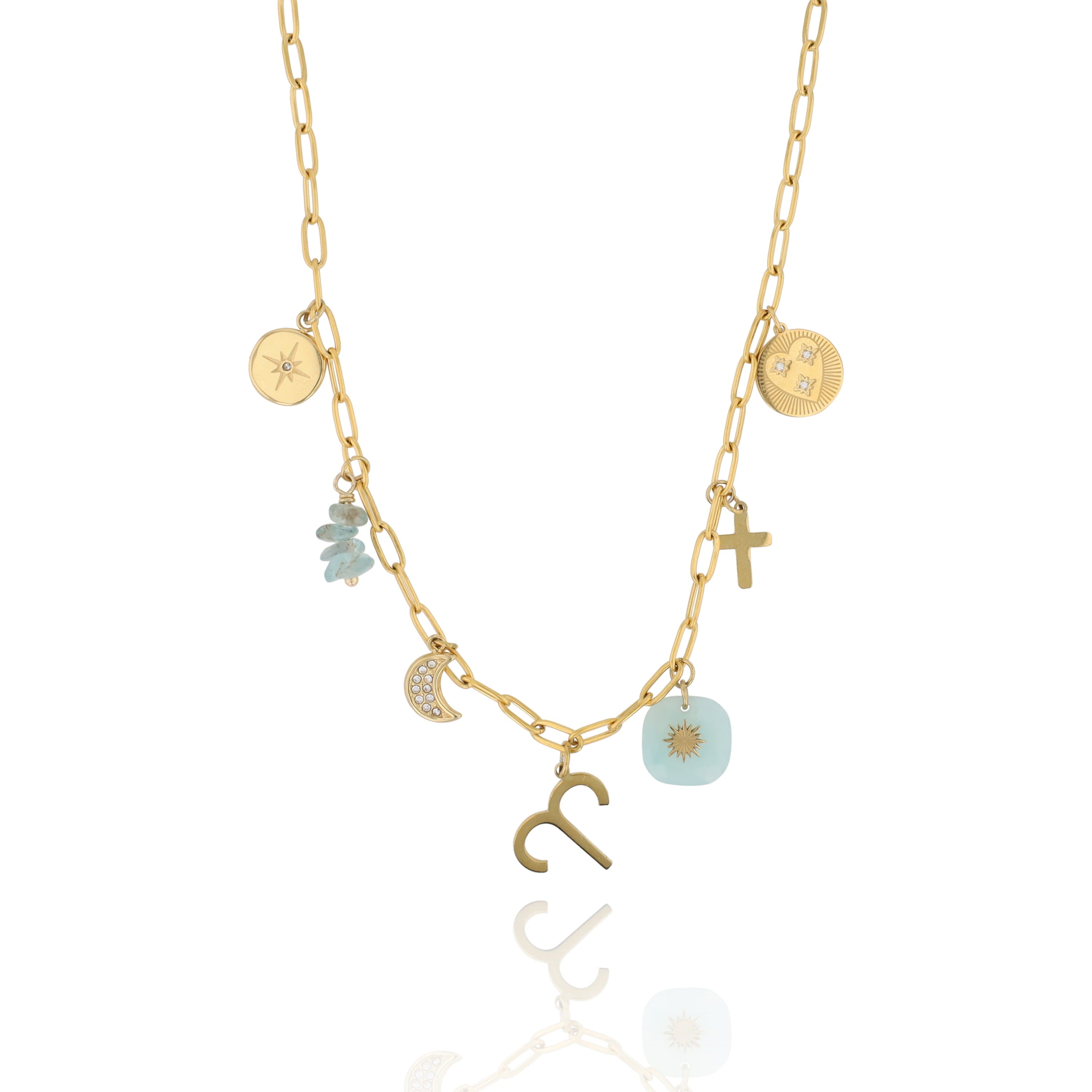 Collier A charms astro gold