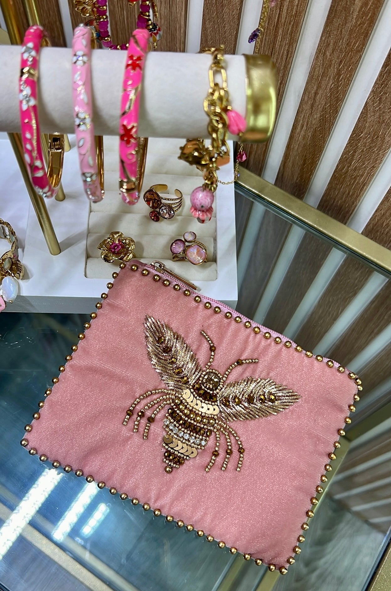 Pochette velours Abeille